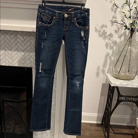 Seven7 Denim - Seven7 Women's Dark Blue distressed jeans